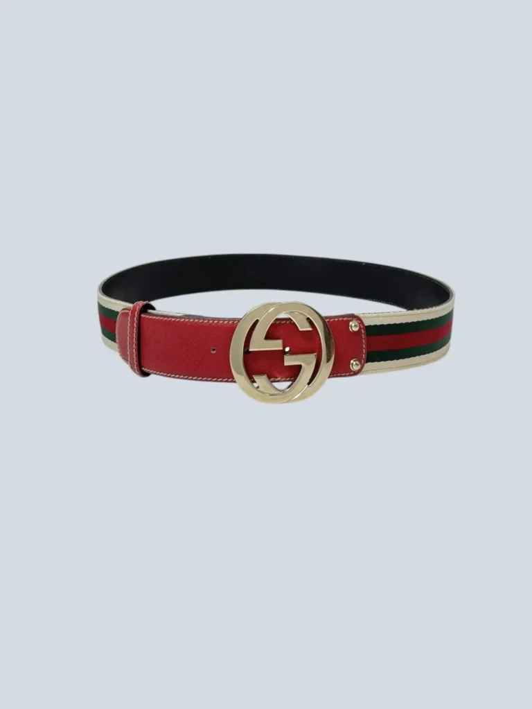 Interlocking leather and web fabric belt.