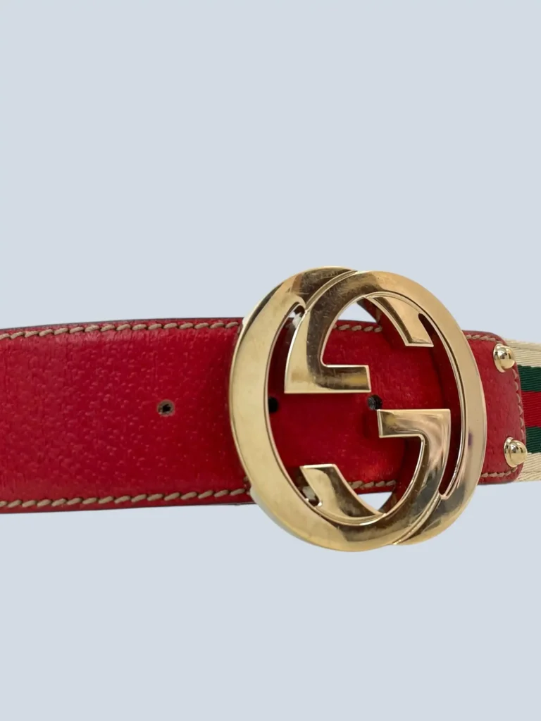 Interlocking leather and web fabric belt, photo 7 of 7