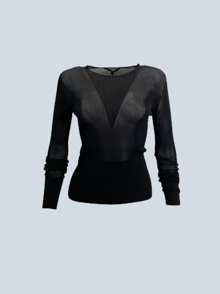 Maglia a maniche lunghe in seta, XS.