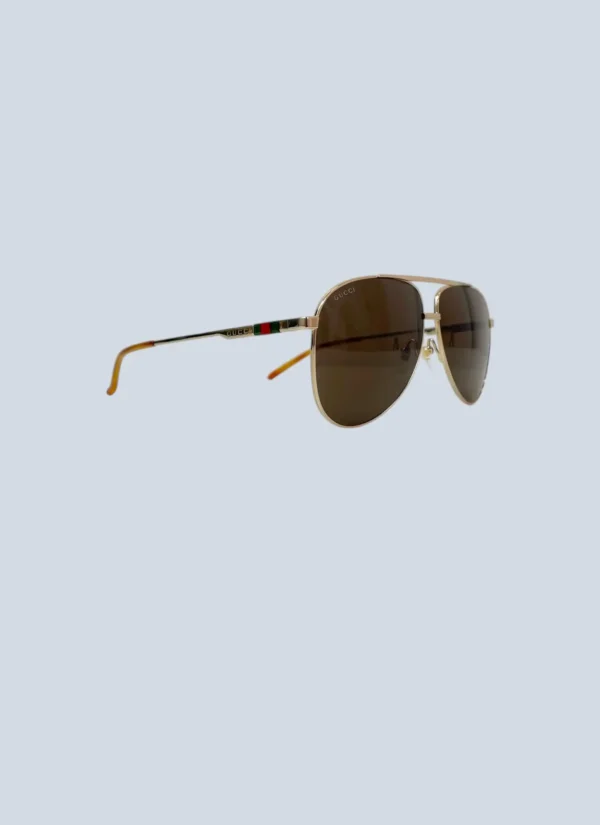 <b>Gucci</b><br> occhiali da sole aviator in metallo e web.