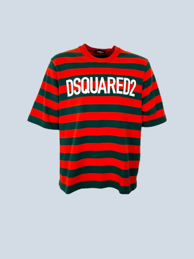 T-shirt in cotone a righe stampa logo, M.