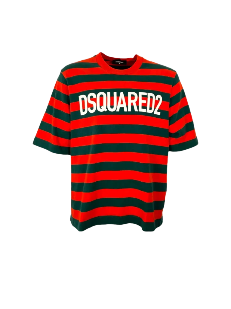 T-shirt in cotone a righe stampa logo.