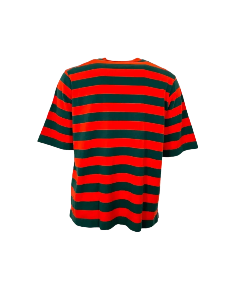 T-shirt in cotone a righe stampa logo., foto 3 di 9