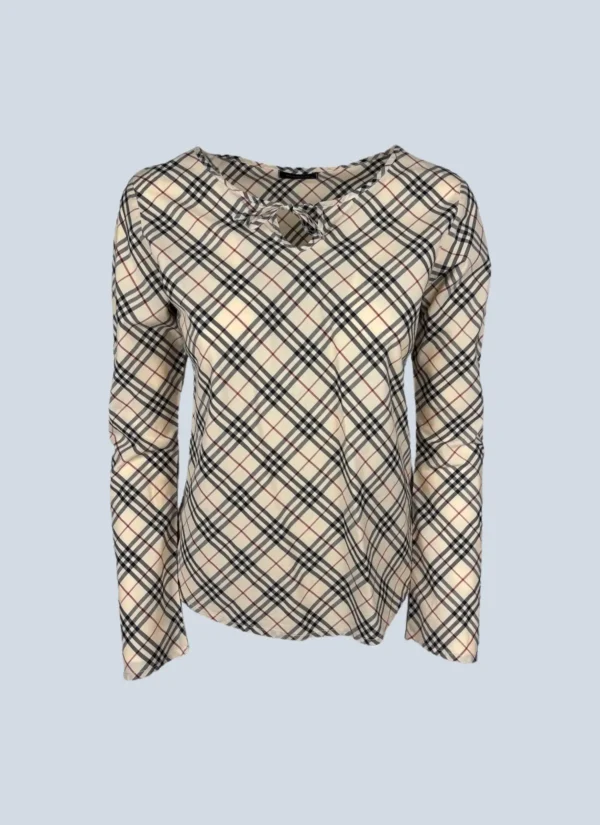 <b>Burberry</b> <br> blusa in cotone Check, XS.