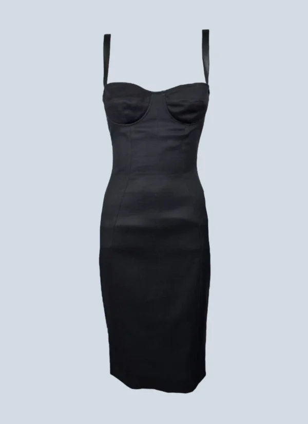 <b>Dolce&Gabbana</b> <br> abito midi a bustier in seta, 38.