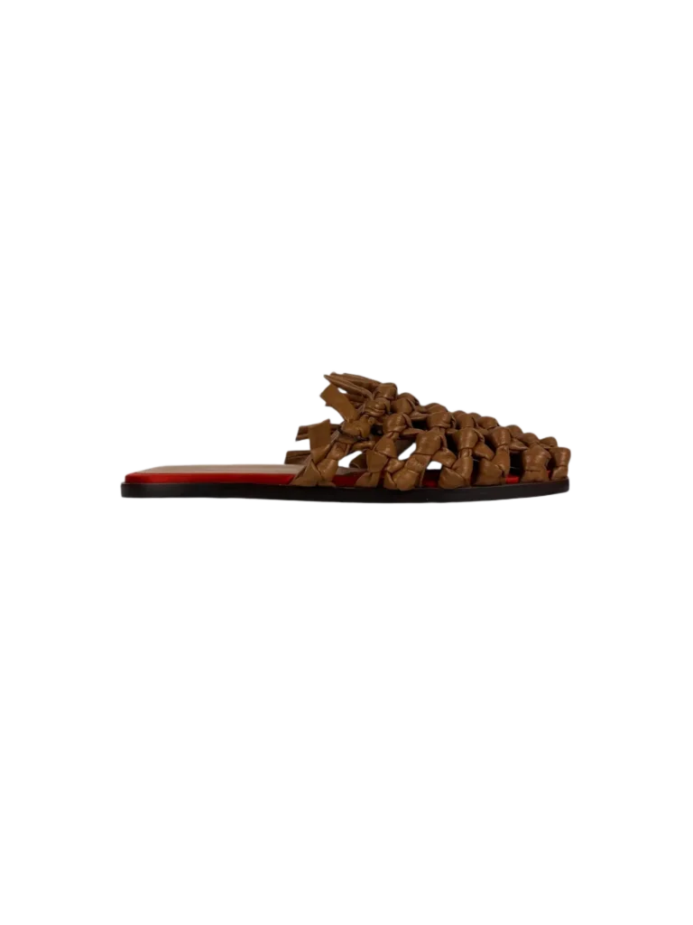 Woven leather sandals.