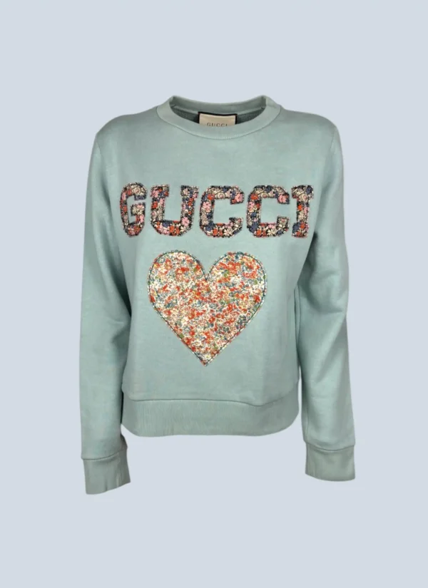 <b>Gucci</b> <br> felpa con stampa cuore, XS.
