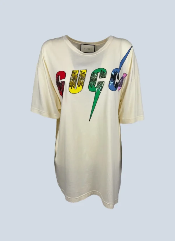 <b>Gucci</b> <br> t-shirt in cotone con logo, L.