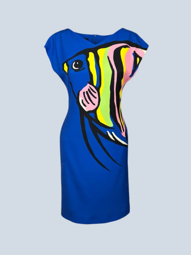 Boutique, abito midi con stampa pesce, 40.