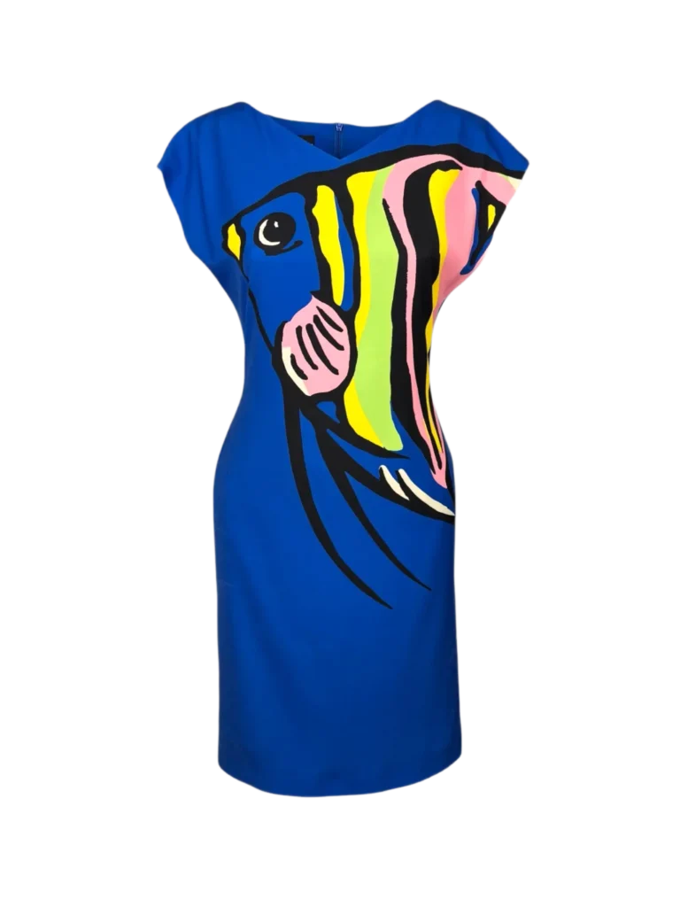 Boutique, abito midi con stampa pesce.