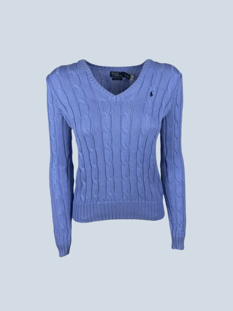 Polo Ralph Lauren, maglione in cotone con motivo a trecce, XS.