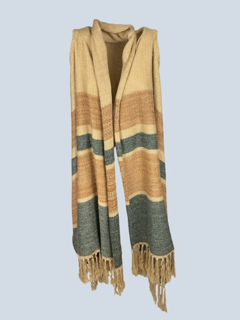 Gilet lungo in seta con frange, S.