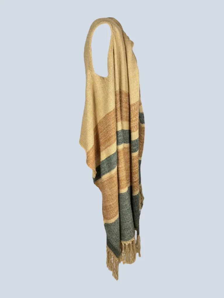 Gilet lungo in seta con frange, S., foto 2 di 5