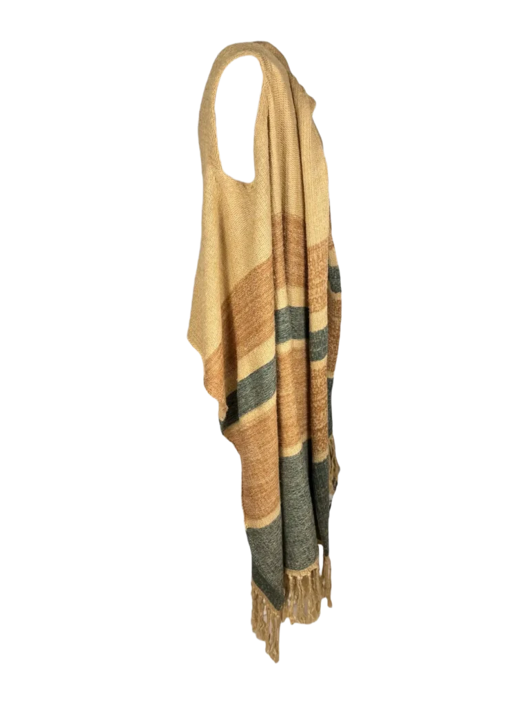 Gilet lungo in seta con frange., foto 2 di 5