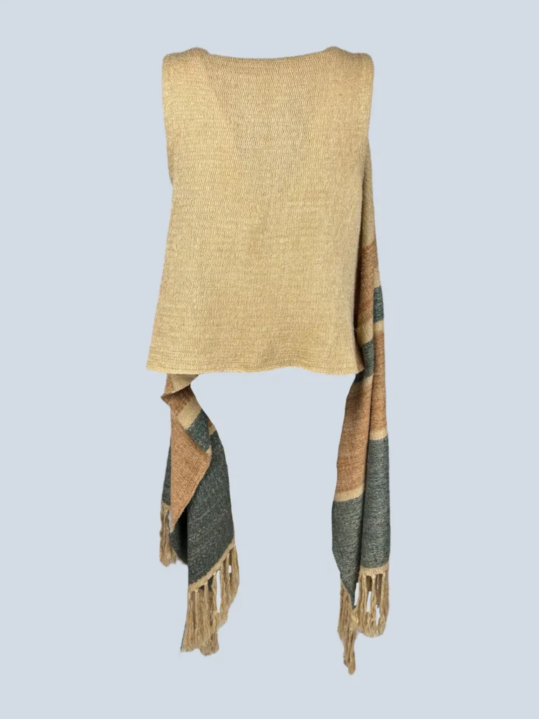 Gilet lungo in seta con frange, S., foto 3 di 5
