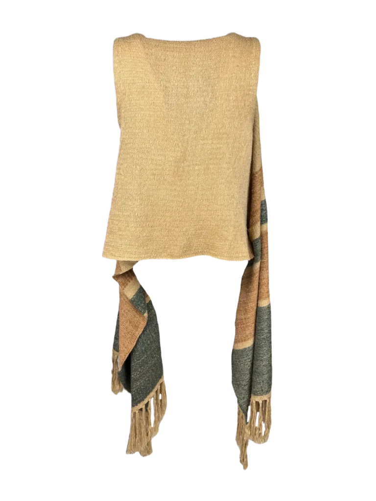 Gilet lungo in seta con frange., foto 3 di 5