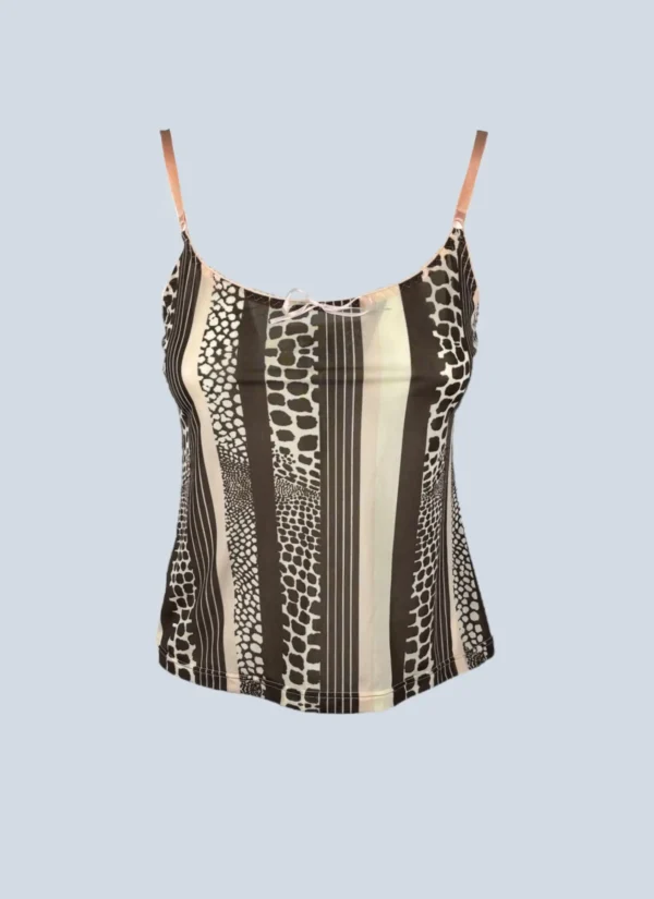 <b>Roberto Cavalli</b> <br> top in seta stampa animalier, 42.