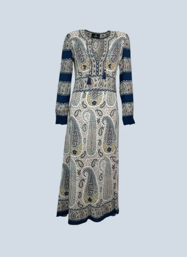 <b>Etro</b><br> abito lungo con stampa mosaic paisley, 40.