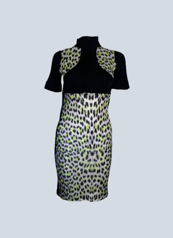 <b>Just Cavalli</b><br> abito midi a collo alto animalier, S.
