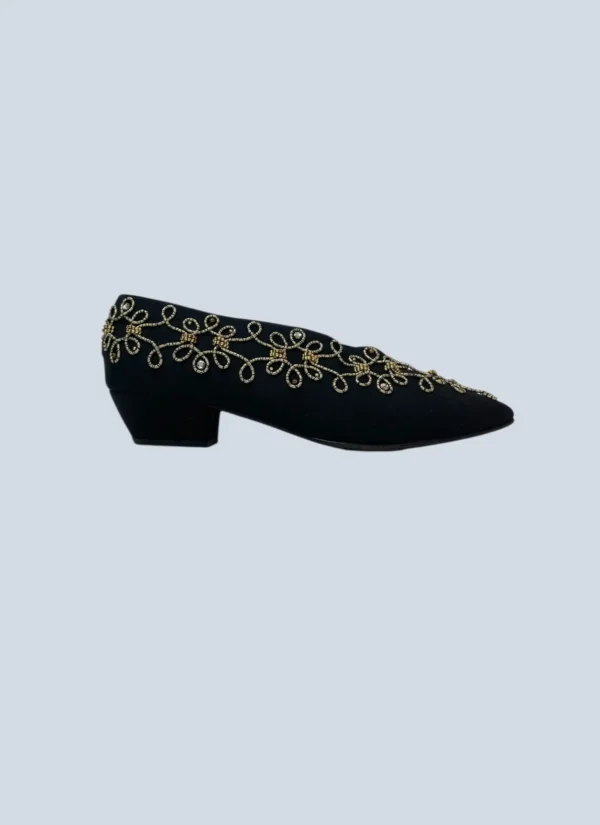 <b>Casadei</b><br> ballerine con tacco in nylon con ricami, 37.