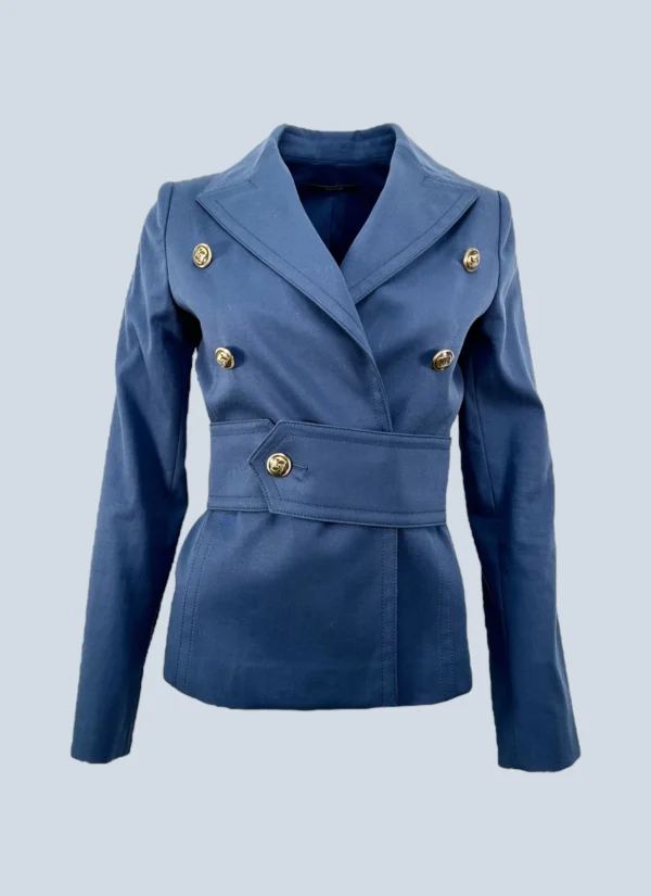 <b>Gucci</b><br> blazer sagomato in cotone con cintura in vita, 40.