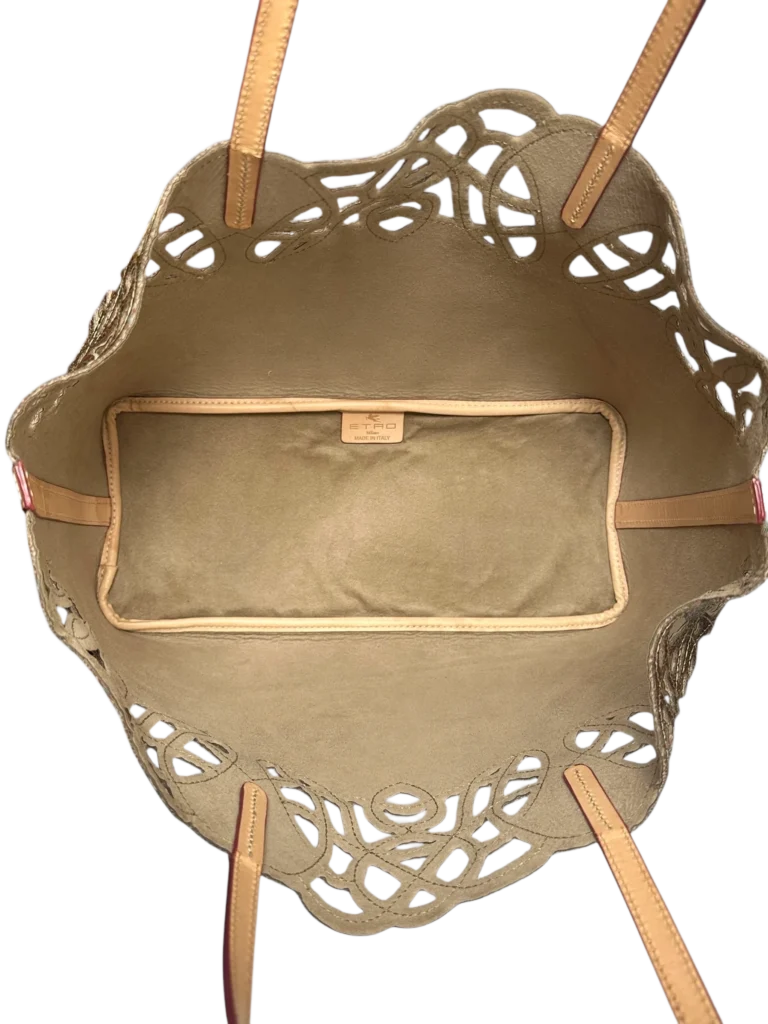 Paisley canvas shoulder shopper bag with cut-out details, photo 6 of 8