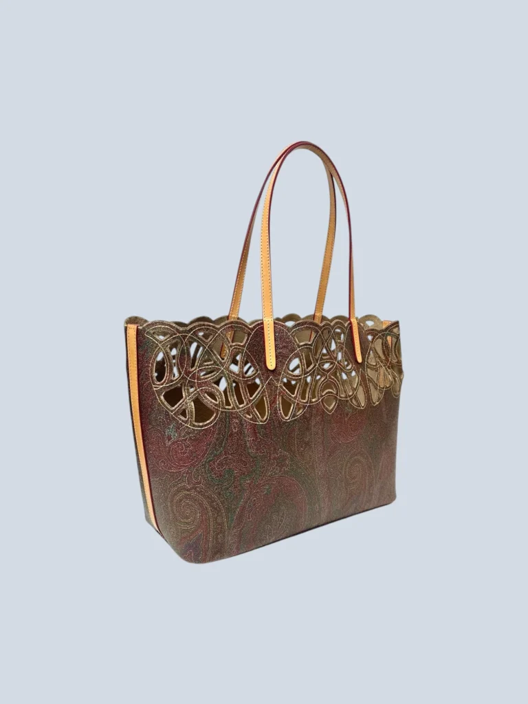 Borsa shopper a spalla in tela paisley dettagli cut-out., foto 2 di 8