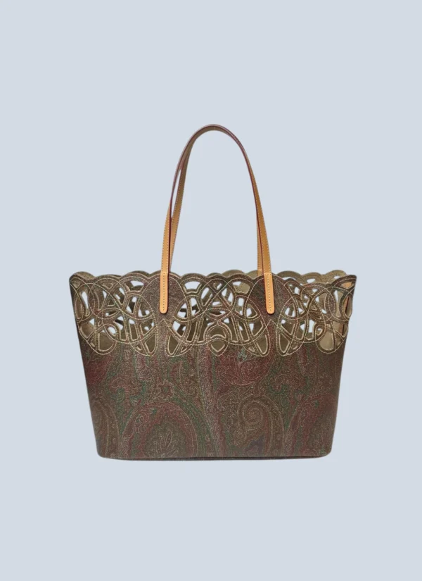 <b>Etro</b><br> borsa a spalla shopper in tela Paisley dettagli cut-out.