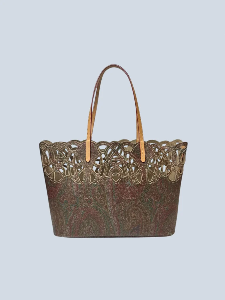 Borsa shopper a spalla in tela paisley dettagli cut-out.