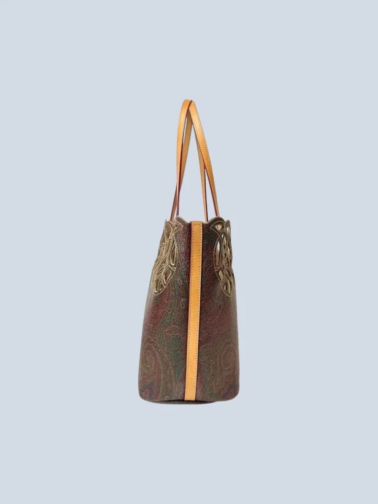 Borsa shopper a spalla in tela paisley dettagli cut-out., foto 3 di 8