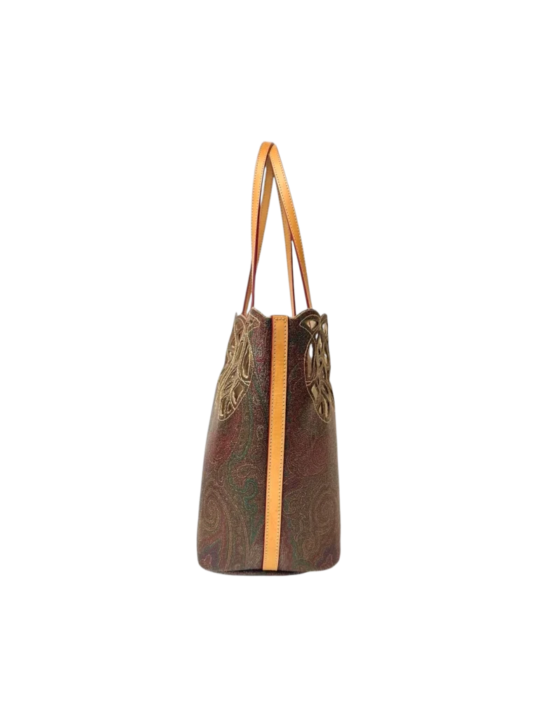 Paisley canvas shoulder shopper bag with cut-out details, photo 3 of 8