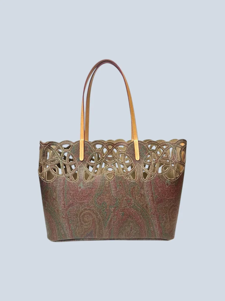Borsa shopper a spalla in tela paisley dettagli cut-out., foto 4 di 8