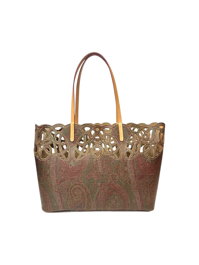 Paisley canvas shoulder shopper bag with cut-out details, photo 4 of 8
