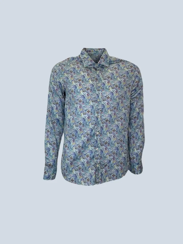 Camicia in cotone con stampa paisley, S.