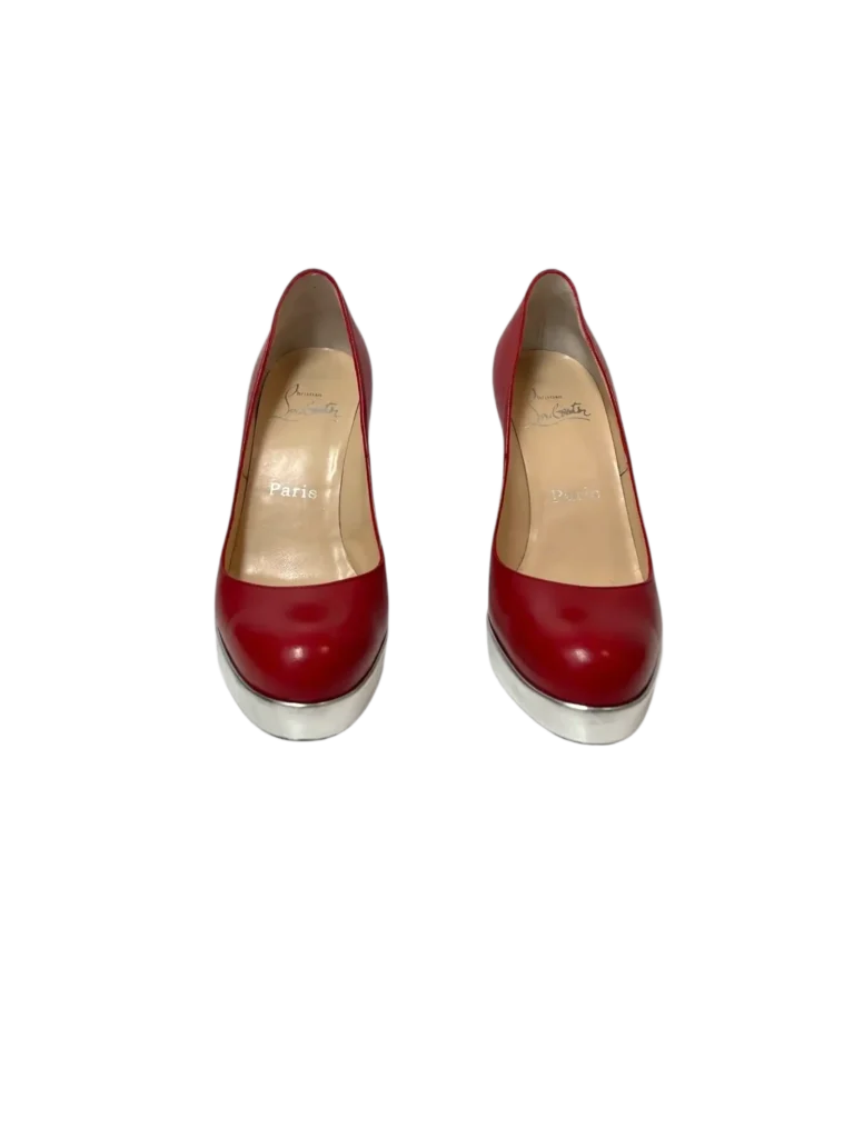 Two-tone leather platform pumps., photo 3 of 5