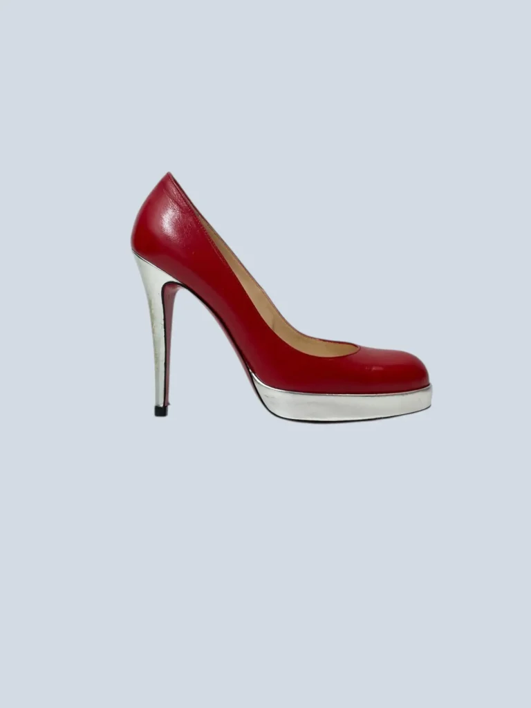 Décolleté con plateau in pelle bicolore, 37.