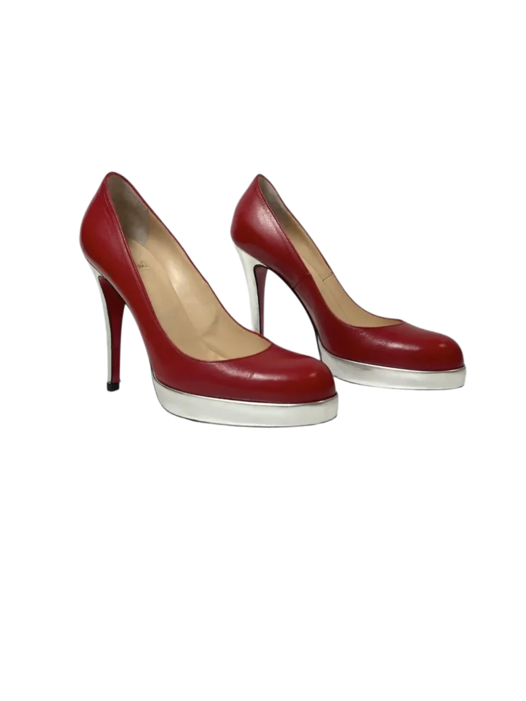 Two-tone leather platform pumps., photo 2 of 5