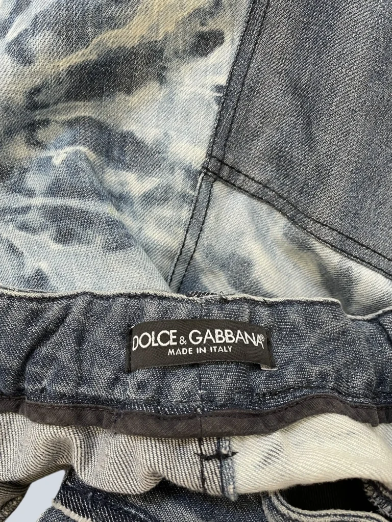 Minigonna in denim patchwork e tie dye, 38., foto 5 di 5