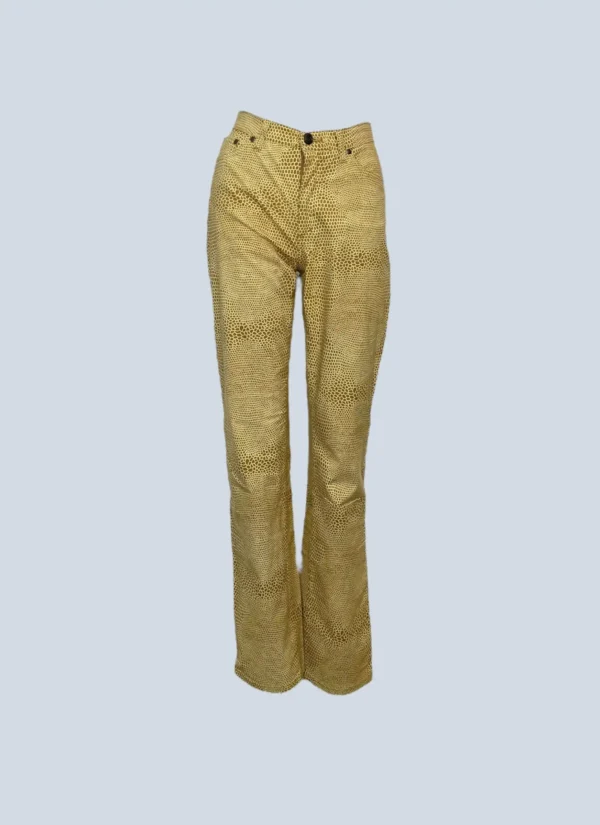 <b>Cavalli Jeans</b><br> pantaloni in cotone con stampa animalier, 27.