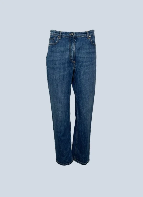 <b>Etro</b><br> pantaloni in denim con dettaglio floreale, 28.