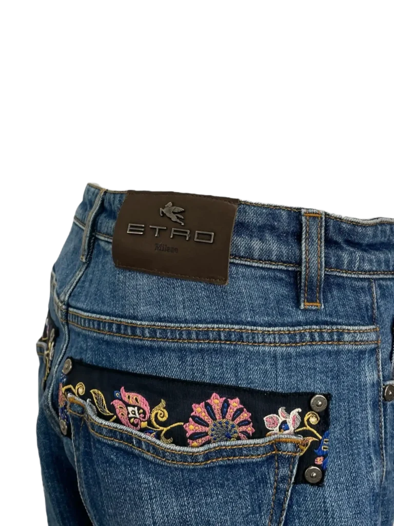 Denim trousers with floral detail., photo 6 of 8