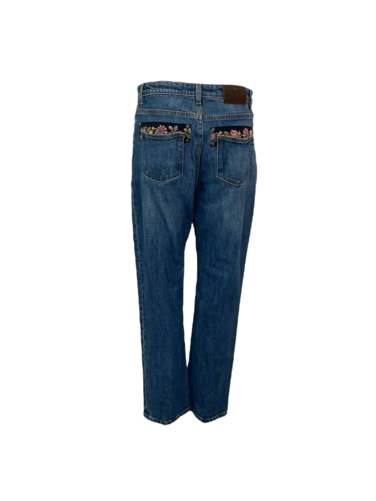 Denim trousers with floral detail., photo 4 of 8