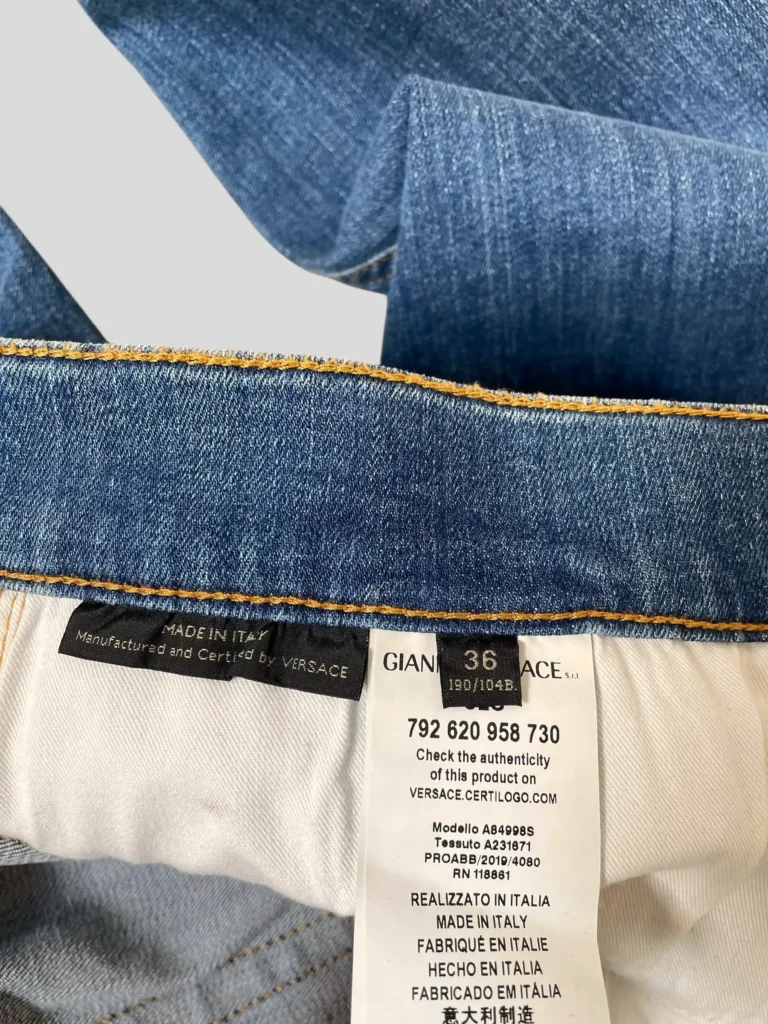Denim trousers with Medusa embroidery, photo 8 of 9