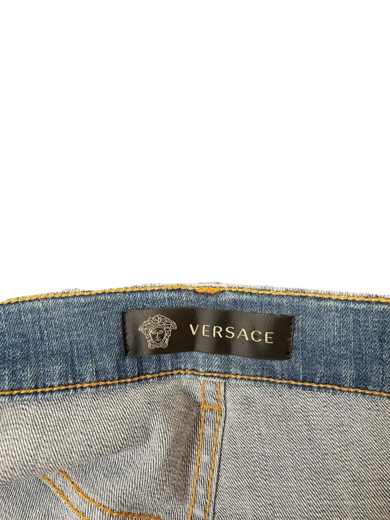 Denim trousers with Medusa embroidery, photo 4 of 9