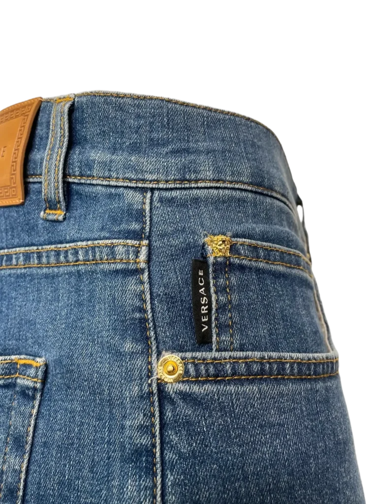 Denim trousers with Medusa embroidery, photo 5 of 9