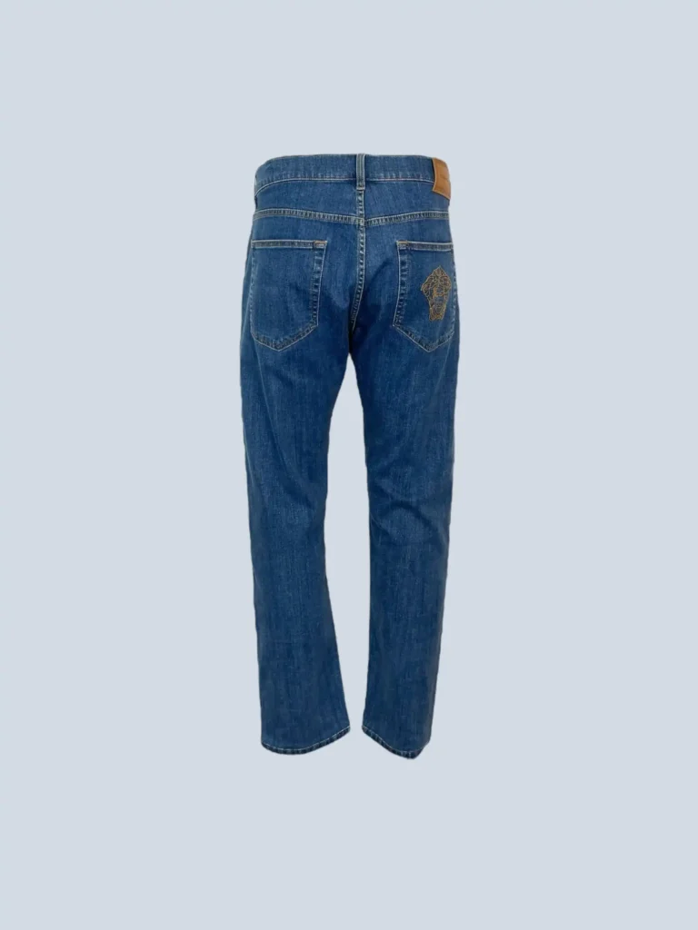 Pantaloni in denim con ricamo medusa, 36., foto 3 di 9