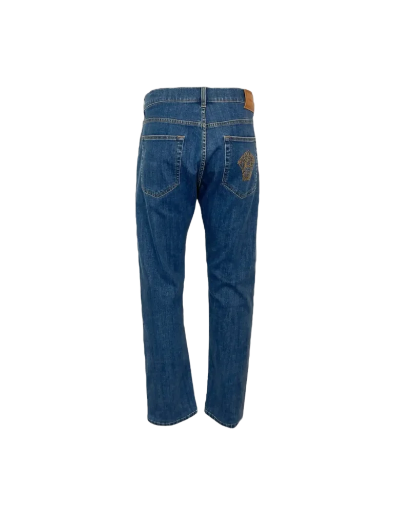 Denim trousers with Medusa embroidery, photo 3 of 9