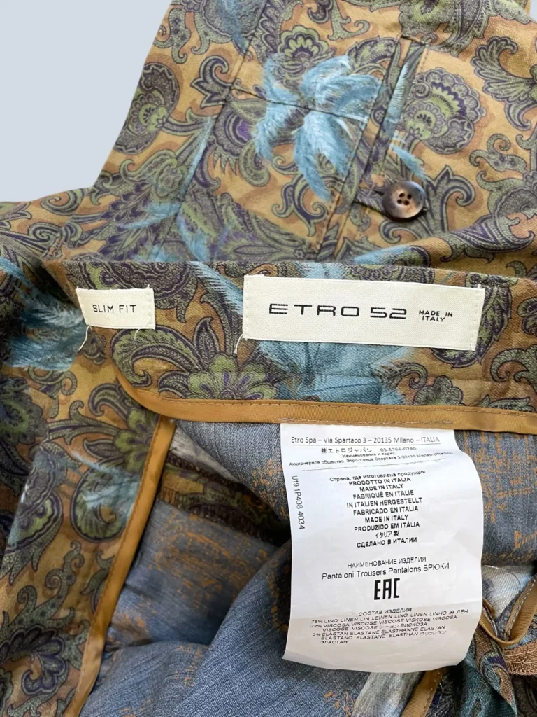 Paisley print linen-blend trousers, 52., photo 6 of 6