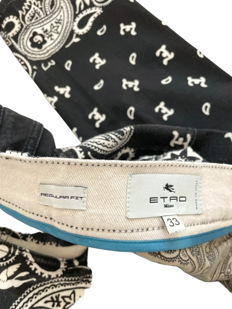Pantaloni in denim con stampa paisley., foto 6 di 9