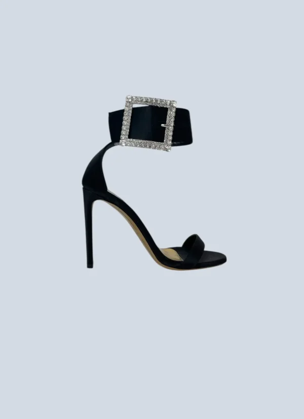 <b>Alexandre Vauthier</b><br> sandali in raso con fibbia strass, 38.